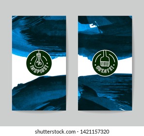 Set of vector business card templates with brush stroke background.