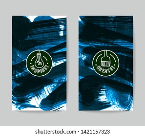 Set of vector business card templates with brush stroke background.