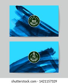 Set of vector business card templates with brush stroke background.