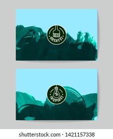 Set of vector business card templates with brush stroke background.