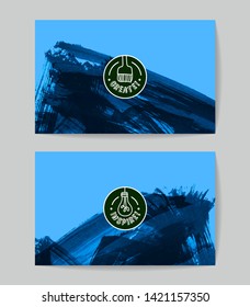 Set of vector business card templates with brush stroke background.