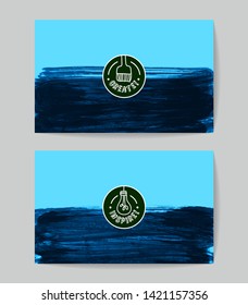 Set of vector business card templates with brush stroke background.