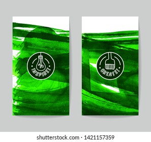 Set of vector business card templates with brush stroke background.