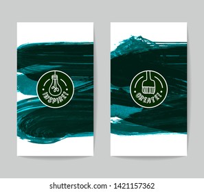 Set of vector business card templates with brush stroke background.