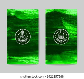 Set of vector business card templates with brush stroke background.