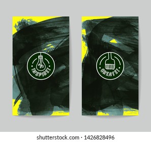 Set of vector business card templates with brush stroke background.