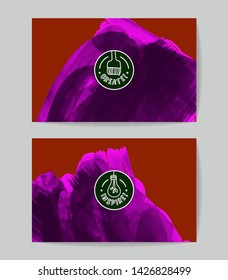Set of vector business card templates with brush stroke background.