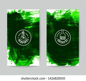 Set of vector business card templates with brush stroke background.