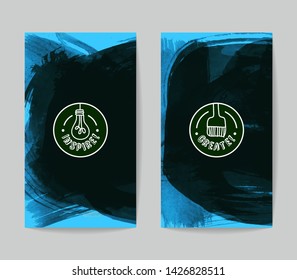 Set of vector business card templates with brush stroke background.