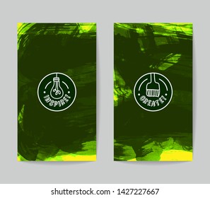 Set of vector business card templates with brush stroke background.
