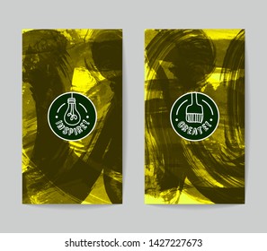 Set of vector business card templates with brush stroke background.