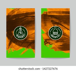 Set of vector business card templates with brush stroke background.