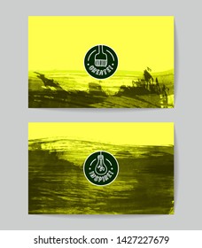 Set of vector business card templates with brush stroke background.