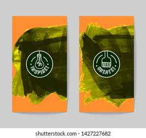 Set of vector business card templates with brush stroke background.