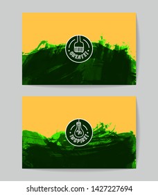 Set of vector business card templates with brush stroke background.
