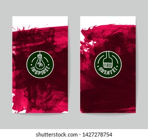 Set of vector business card templates with brush stroke background.