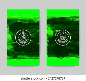 Set of vector business card templates with brush stroke background.