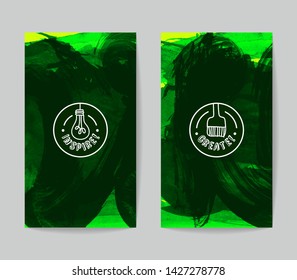 Set of vector business card templates with brush stroke background.