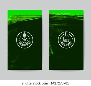 Set of vector business card templates with brush stroke background.