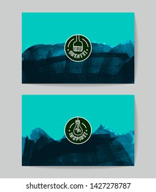Set of vector business card templates with brush stroke background.
