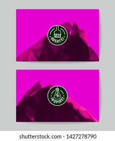 Set of vector business card templates with brush stroke background.