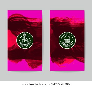 Set of vector business card templates with brush stroke background.