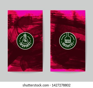 Set of vector business card templates with brush stroke background.