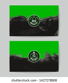 Set of vector business card templates with brush stroke background.