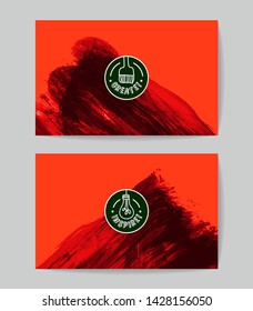 Set of vector business card templates with brush stroke background.