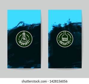 Set of vector business card templates with brush stroke background.