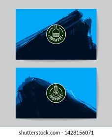 Set of vector business card templates with brush stroke background.