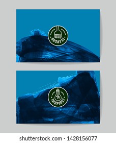 Set of vector business card templates with brush stroke background.