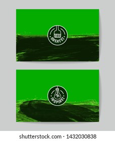 Set of vector business card templates with brush stroke background.
