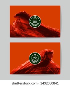 Set of vector business card templates with brush stroke background.