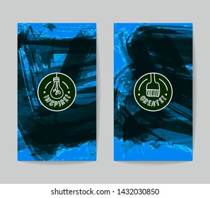 Set of vector business card templates with brush stroke background.