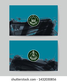 Set of vector business card templates with brush stroke background.