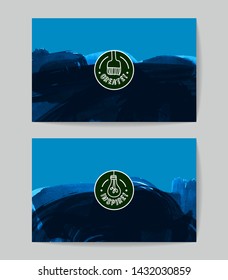 Set of vector business card templates with brush stroke background.