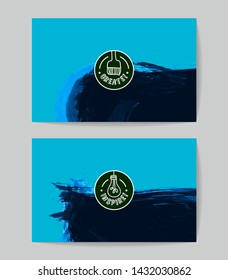 Set of vector business card templates with brush stroke background.