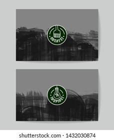 Set of vector business card templates with brush stroke background.