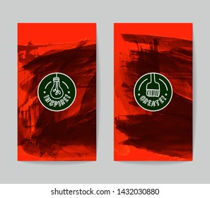 Set of vector business card templates with brush stroke background.