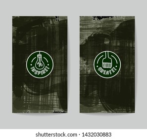 Set of vector business card templates with brush stroke background.