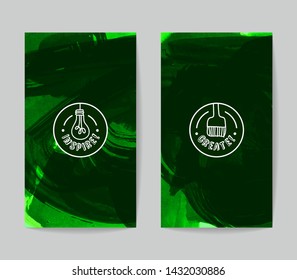 Set of vector business card templates with brush stroke background.