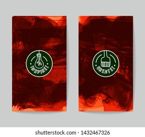 Set of vector business card templates with brush stroke background.