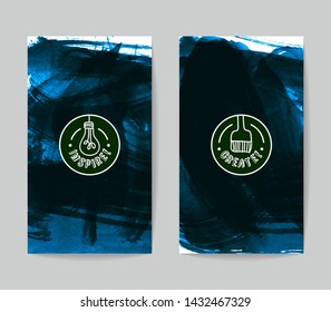 Set of vector business card templates with brush stroke background.