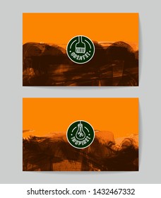 Set of vector business card templates with brush stroke background.