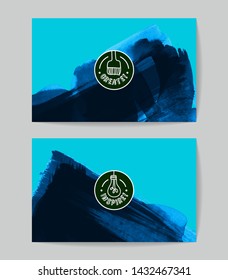 Set of vector business card templates with brush stroke background.