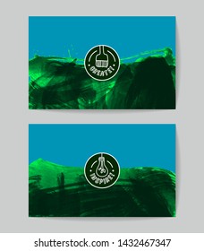 Set of vector business card templates with brush stroke background.