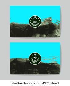 Set of vector business card templates with brush stroke background.