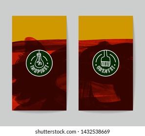 Set of vector business card templates with brush stroke background.