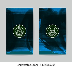 Set of vector business card templates with brush stroke background.